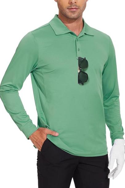 JIM LEAGUE Men's Long Sleeve Golf Polo